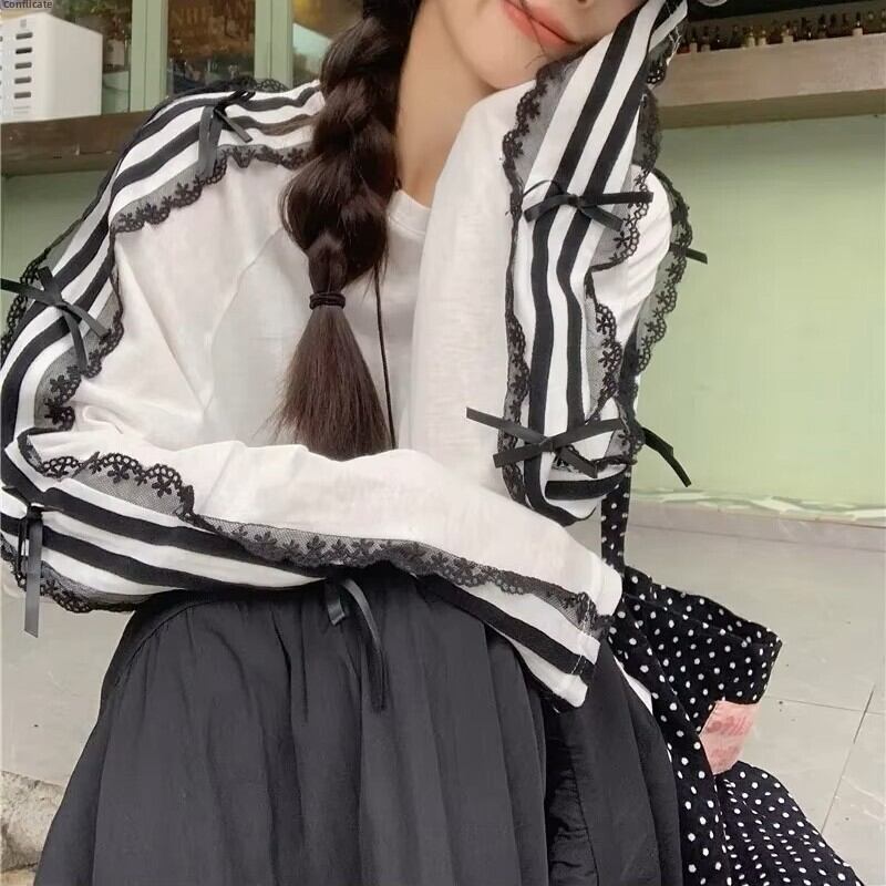 レースストライプロンT