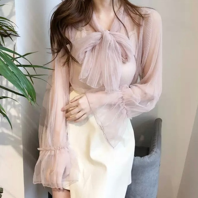 シースルー ブラウス 2色 フレア リボン 送料無料 レディース プリーツ トップス 肌見せ 透け感 セクシー フェミニン ボリューム袖 大人可愛い かわいい きれいめ 大人女子 エレガント 肌見せ 無地 春 秋 夏 ガーリー 10代 20代 大人 学生 お出かけ きれいめカジュアル 着回し ファッション デート コーディネート 重ね着 休日 特別な日 お祝い 記念日 メンズウケ 普段着 春コーデ 夏コーデ 秋コーデ おしゃれ シンプル ゆったり ファッション 長袖 オフィスカジュアル 30代 ママコーデ