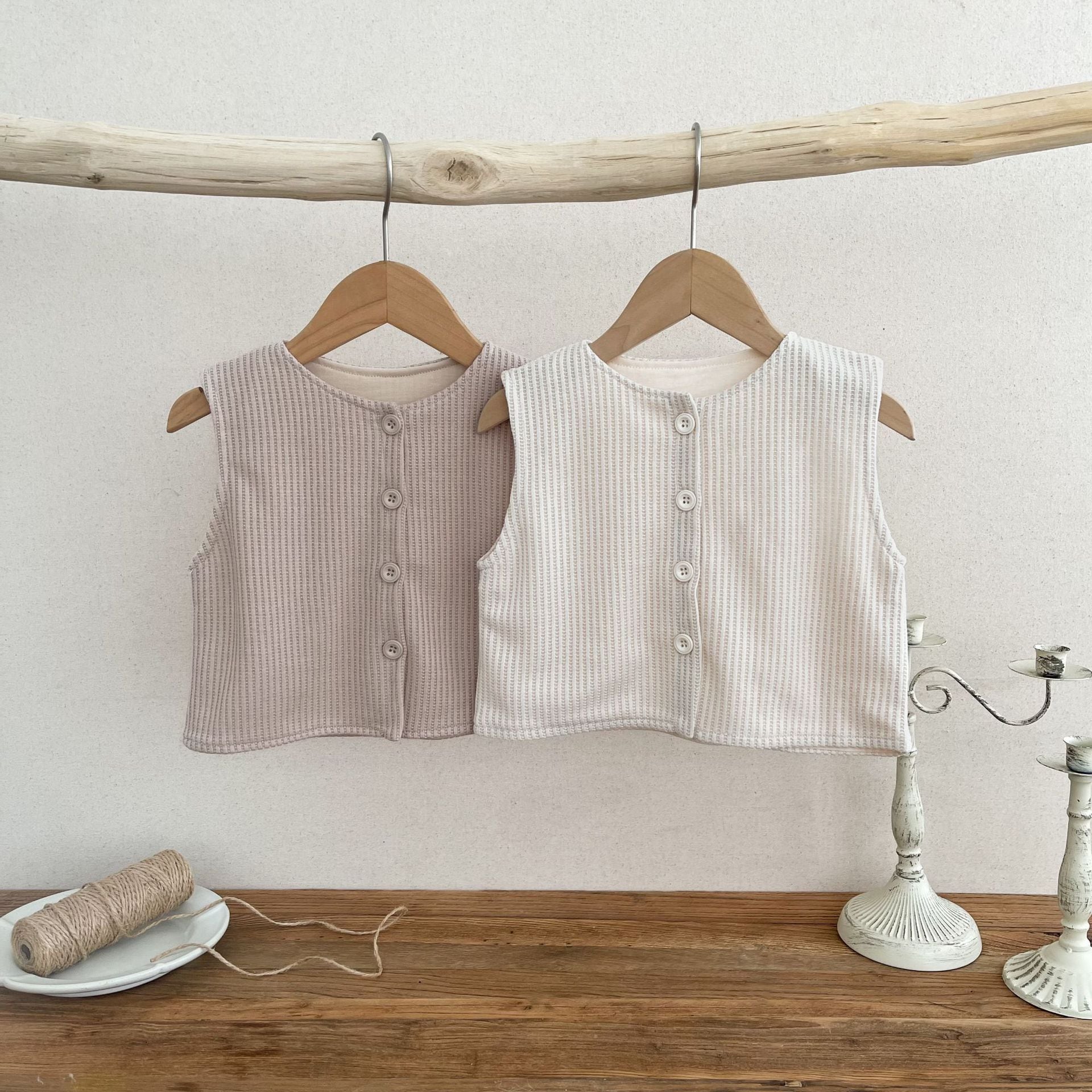 【BABY】秋新作 ワッフル無地ベスト