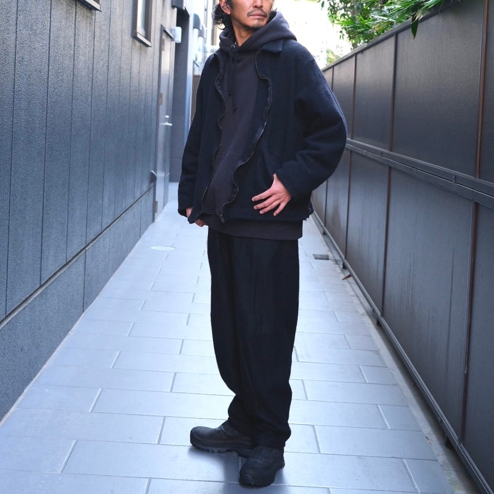 COMOLI(コモリ) / 縮絨ウールジップショートジャケット -BLACK-(C03-01022)