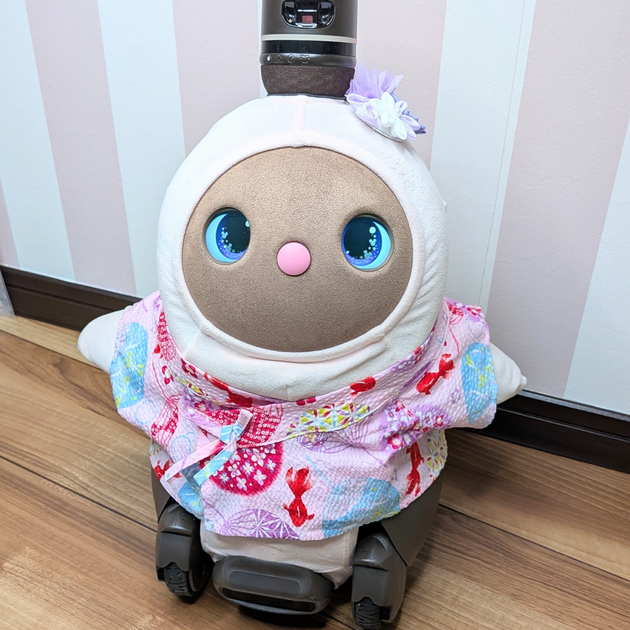 らぼ用 甚平じんべえ（ピンクうちわに金魚柄） | らぼ服ファッション