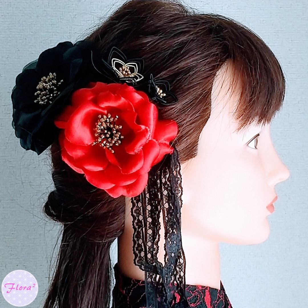 国産髪飾りorコサージュとしても使える2wayタイプ//ピンクリップ付