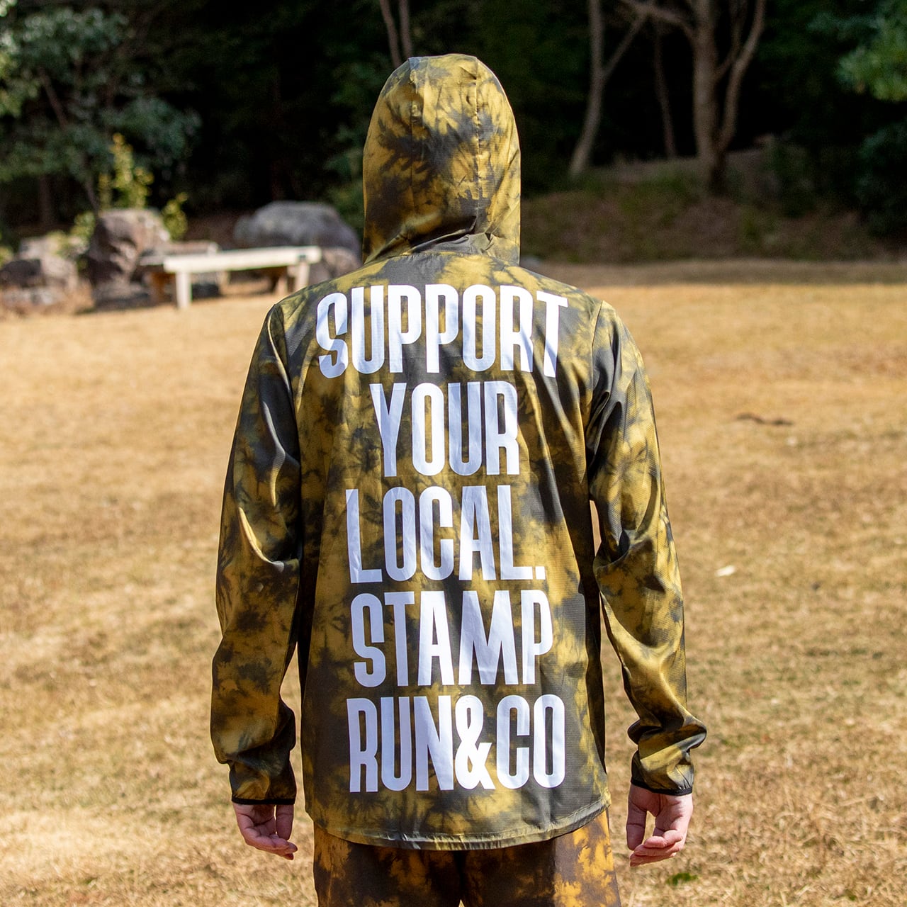 STAMP HOODIE (SUPPORT YOUR LOCAL.-TIE DYE BLACK/COYOTE) | STAMP Run&Co