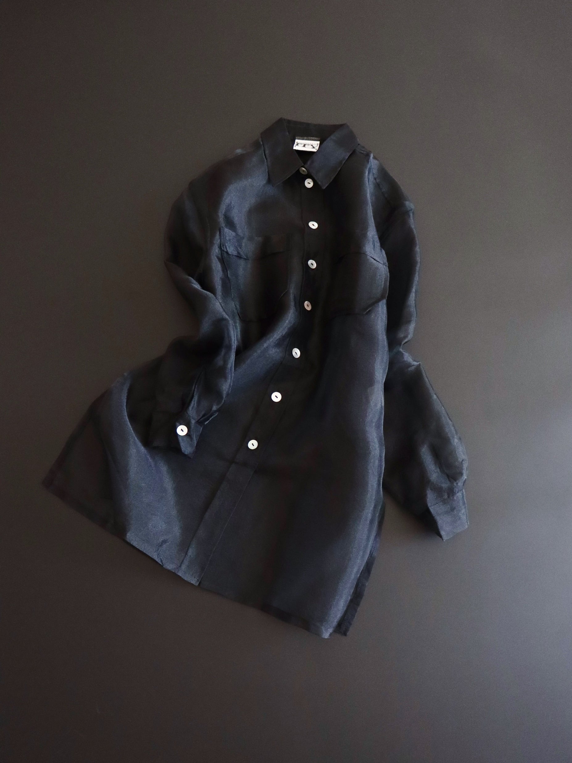90s sheer design black shirt