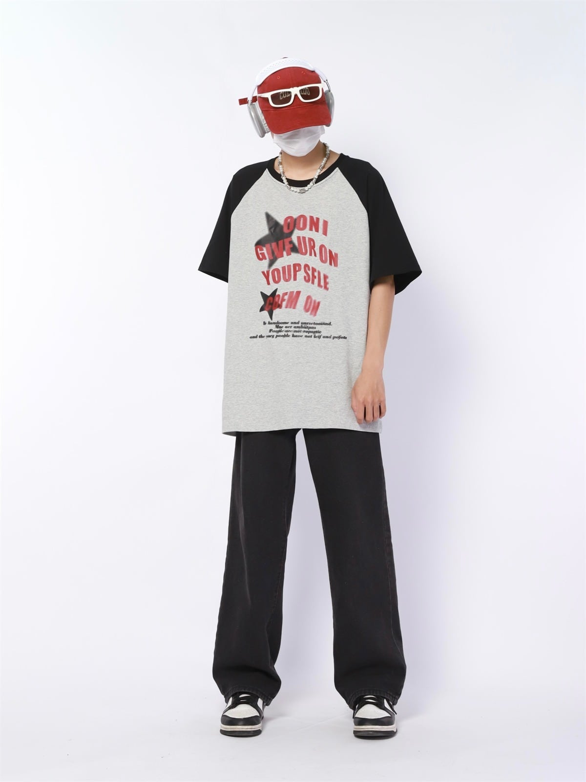韓国通販 dgo】UNISEX レタープリント リンガーTシャツ グレー(M3864