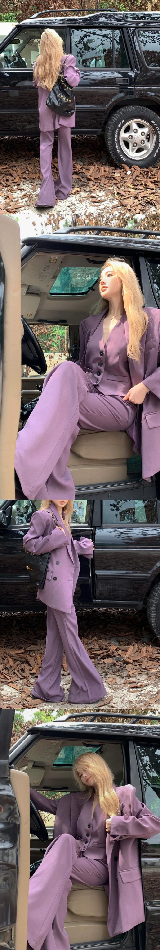 ルーズカジュアルスーツジャケット、ベスト、パンツ、レディース