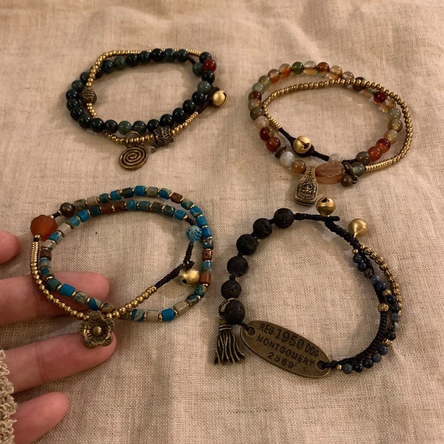 Somedayif民族風のビーズ編みブレスレット 4s
