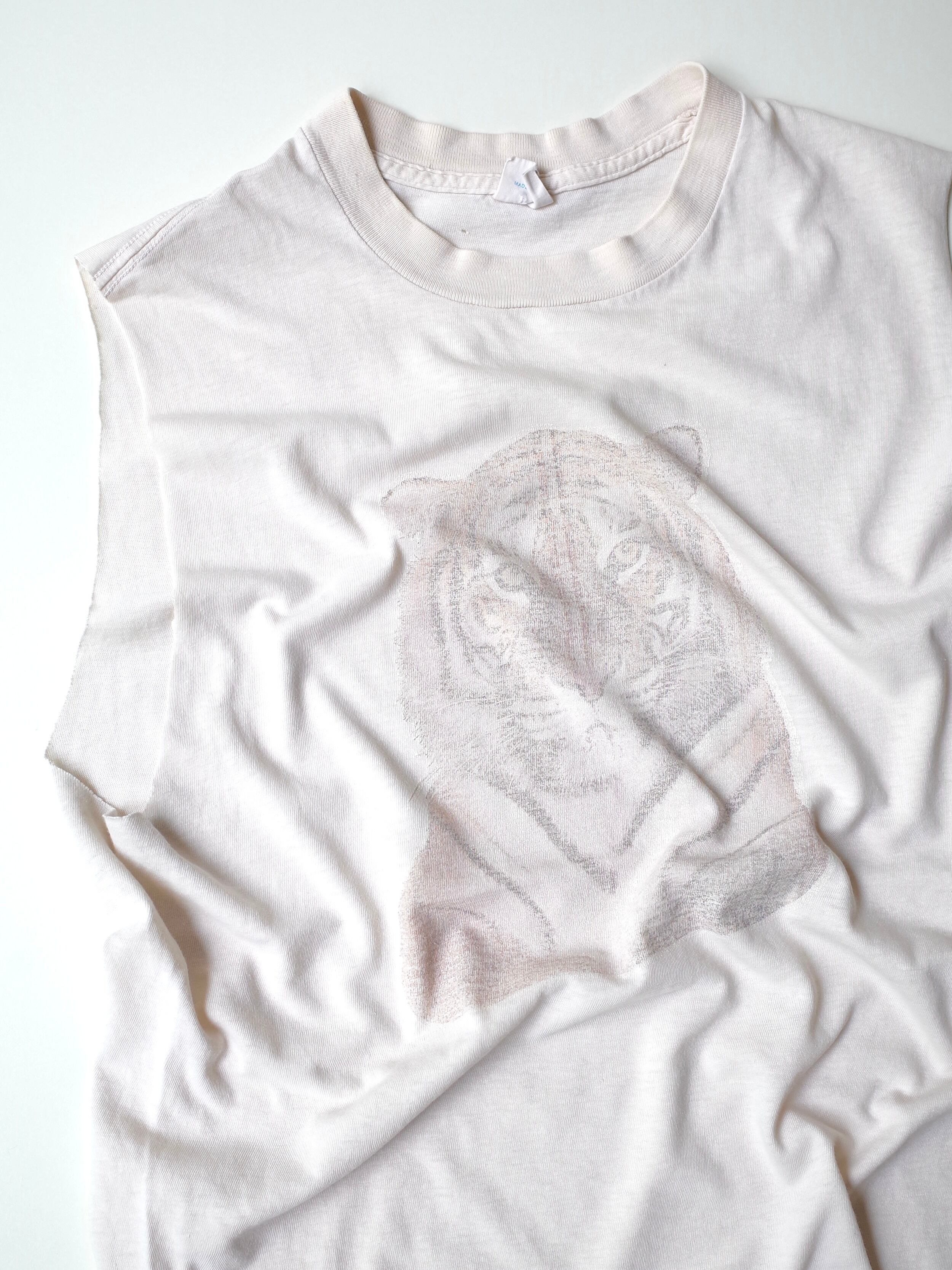 70-80s Cut off tiger print tee