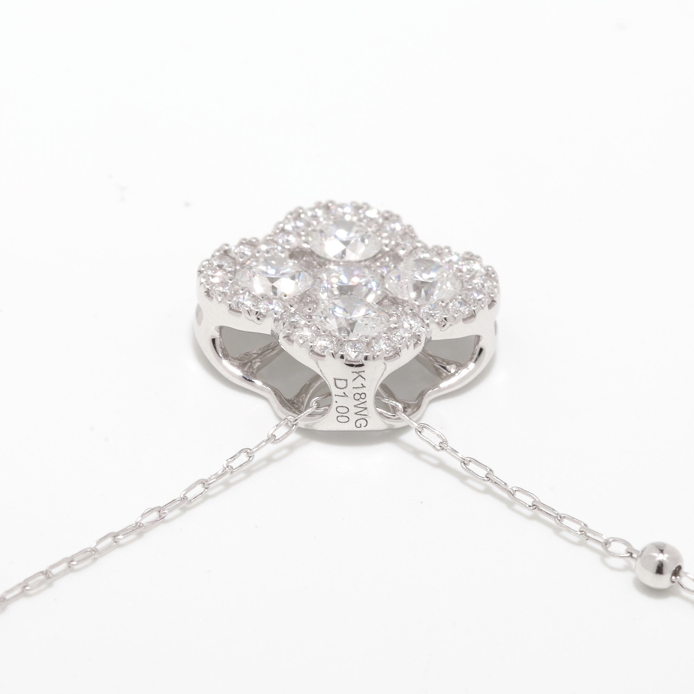 1ct 18K WG 18.5号　ホワイトダイヤモンドミステリーセッティング ミステリーセッティング ダイヤモンド ネックレス K18(WG) / 1.000ct