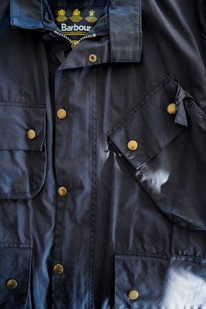 【3-warrants, 1990s】"BEACON" Vintage Barbour Oiled Jacket, size38  / 386m