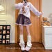 【2点セット】チェックシャツドッキングニット+フリルヘムフレアスカート ・79282