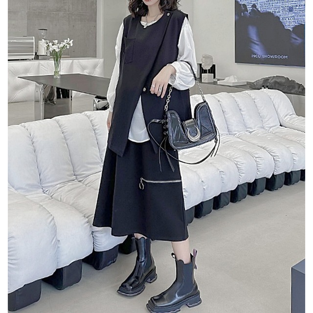 Front split back zip vest C0190