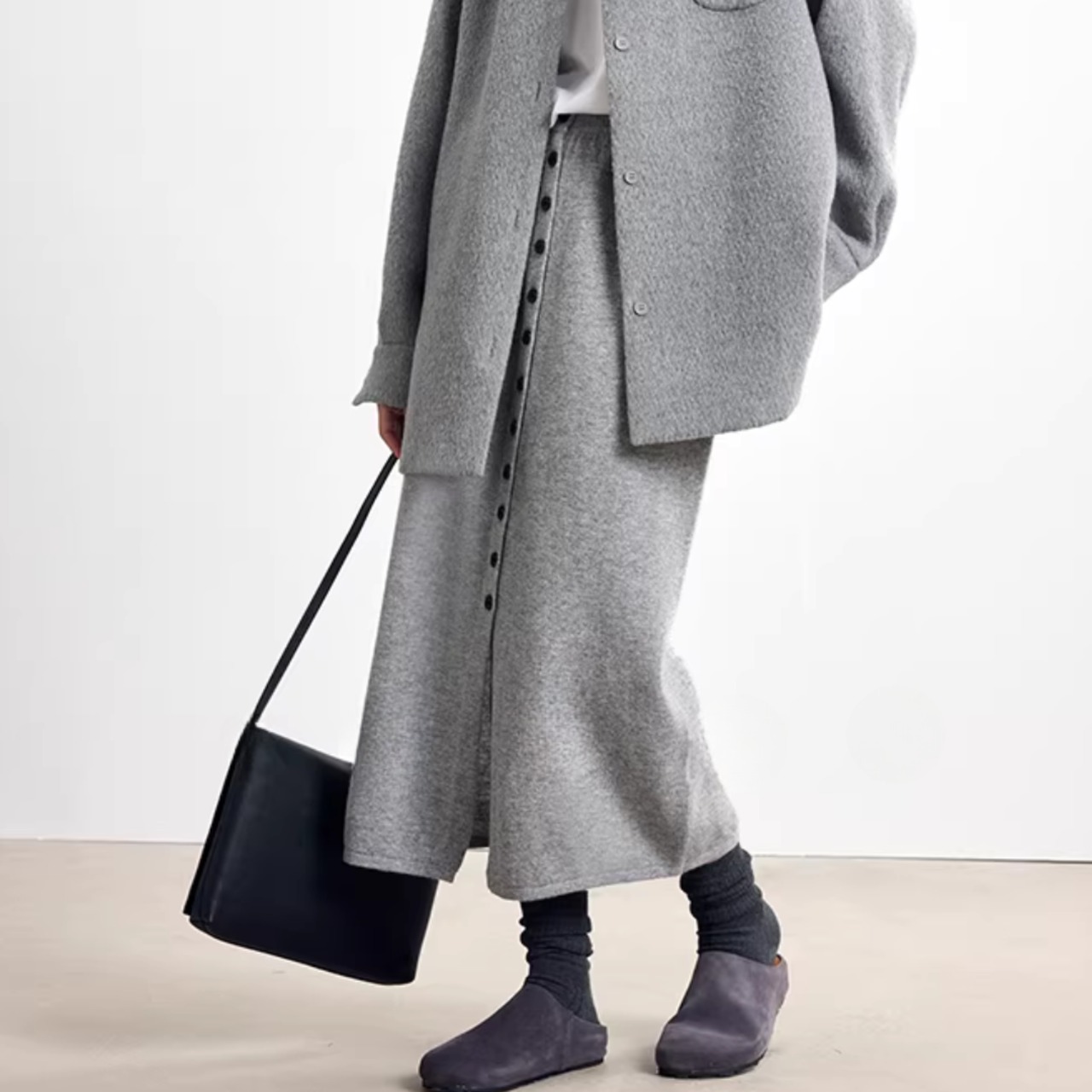 Iライン ミモレ丈 ボタンフロント スカート 00102・画像3