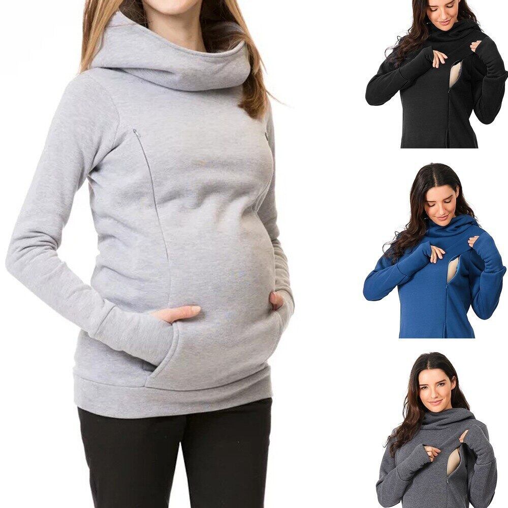 【新作】【送料無料】 2019 Women Mom PregnantclothesブラウスシャツマタニティNursingMaternity長袖フード付き服 ロング expec579222425665
