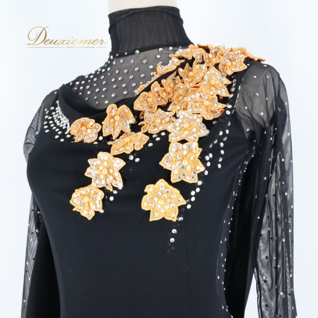 社交ダンス 衣装 タカダンス TAKADANCE ラテン ドレス ワンピース 黒 ゴールド 金 オレンジ 日本製 デモ 競技 パーティ 発表会 ブラック系 ゴールド系 スタイリッシュ デザイン 大人用 舞台衣装 ダンスウェア おしゃれ フォーマル 競技用 ダンスパーティー レディース