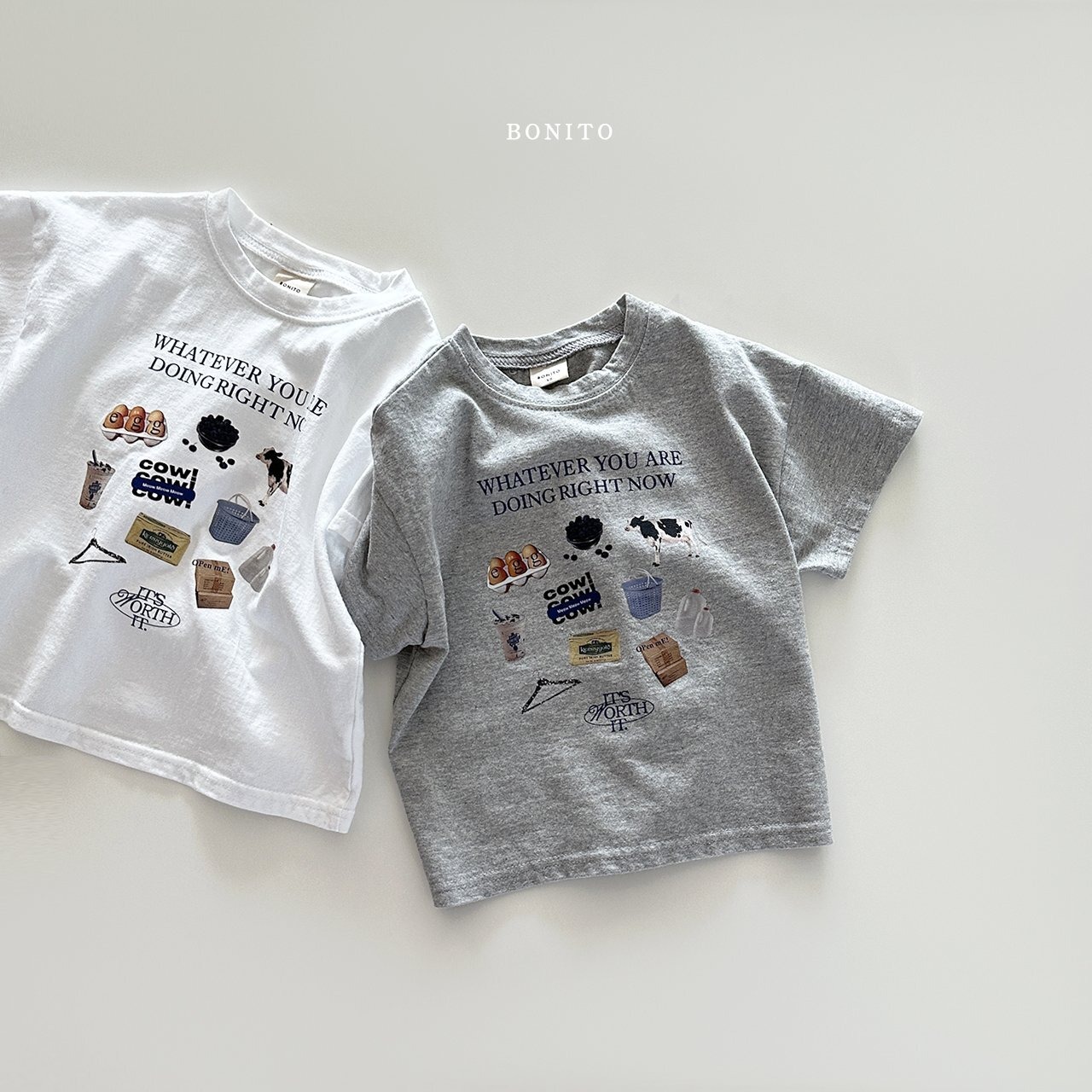 【BONITO】COW Tシャツ 80~130cm ホワイト 240514 - 10