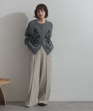HD255009 テープ刺繍ニットカーディガン gray