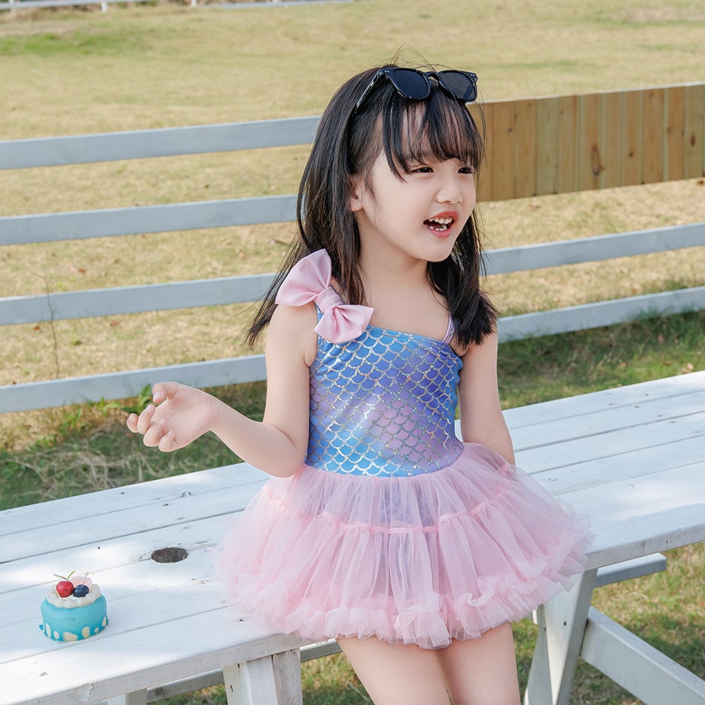 「予約」90-140cmマーメイドワンピース水着 インスタ映え 女の子 フリル チュチュ ベビー水着