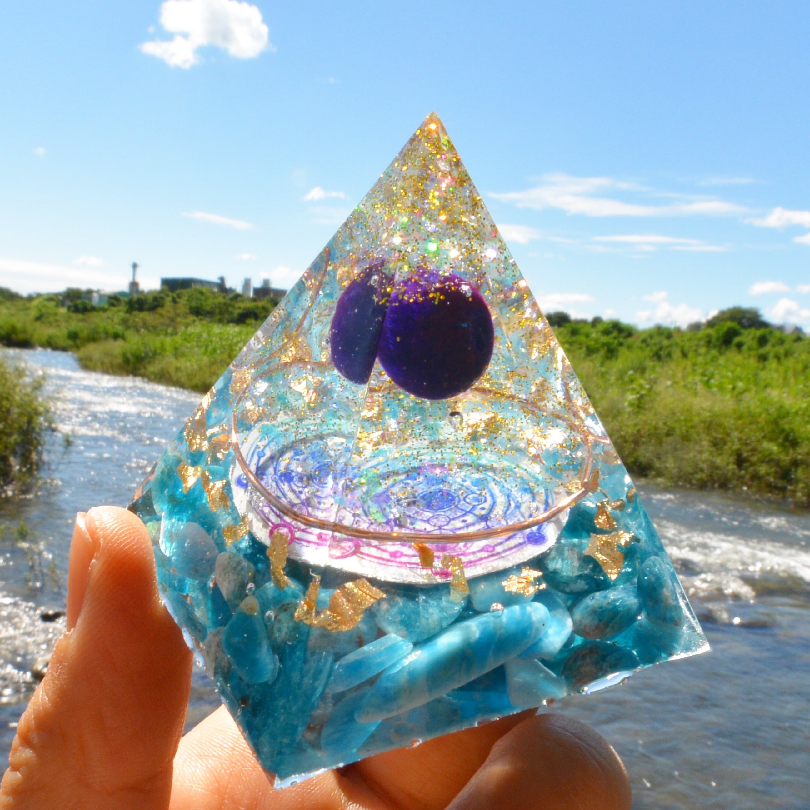 パープルタイガーアイ×ブルーアパタイト 宇宙のような高品質&強力  