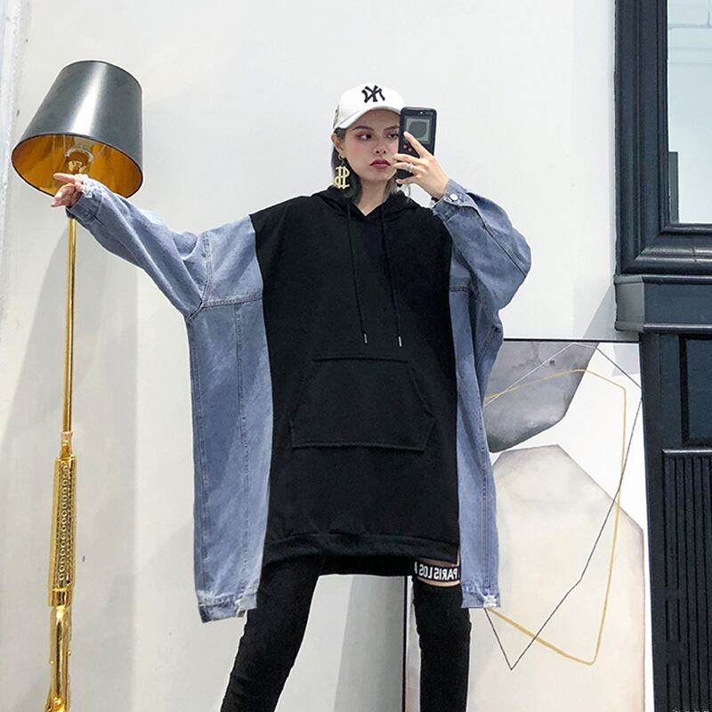 セーター フードルーズジャケット トップス ロング 大きめサイズ ステッチ ラブタオタオダレンハウス10471190259