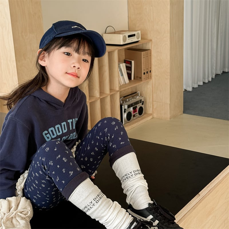 取寄》 小花柄レギンス （コーヒー／グレー／ネイビー） ADBB 2024秋