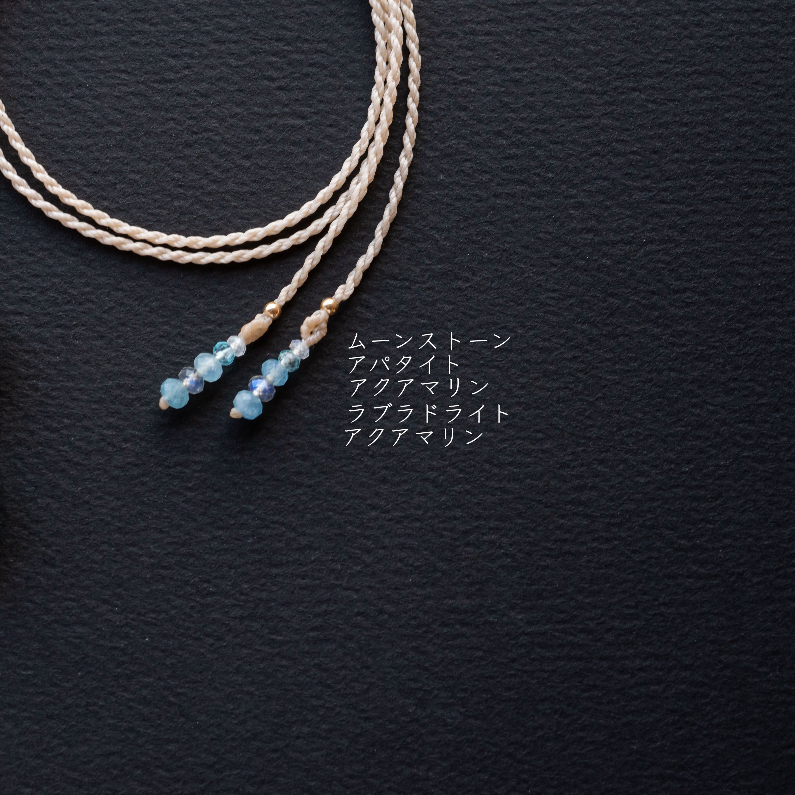 ラリマー×グリーンアメジストのマクラメ編み 天然石ネックレス
