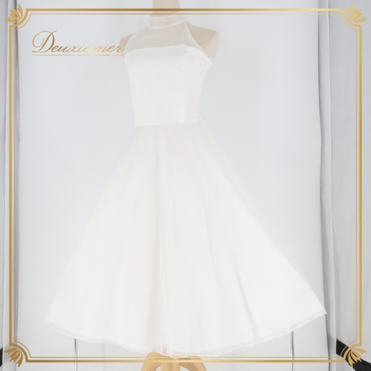 フラダンス 衣装 ワンピース ドレス アロハスタンダード ホワイト系 ALOHA STANDARDS 日本製 ホルターネック シースルー チュールスカート ワンカラー 無地 かわいい 華やか 明るい きれい 上品 白 ハワイアン アロハ フラ ダンス レッスン