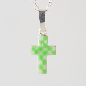 CROSS   green & clear   - necklace -