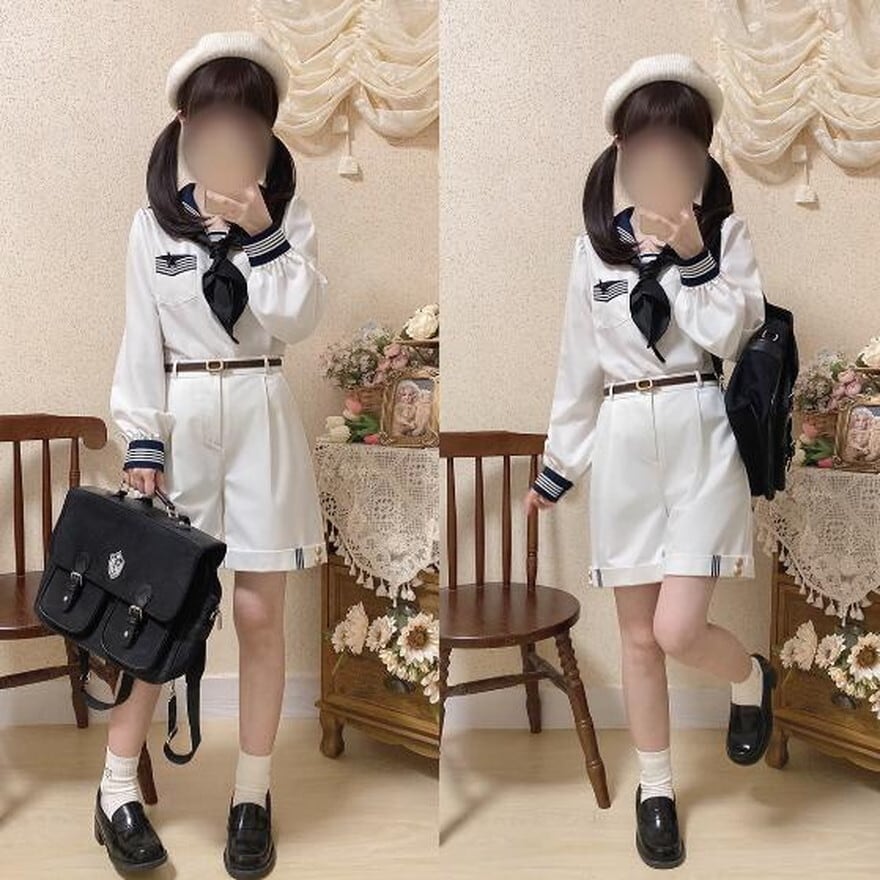 ソフトロリータ 少年装 セットアップ セーラー服 水兵さん 量産型 系