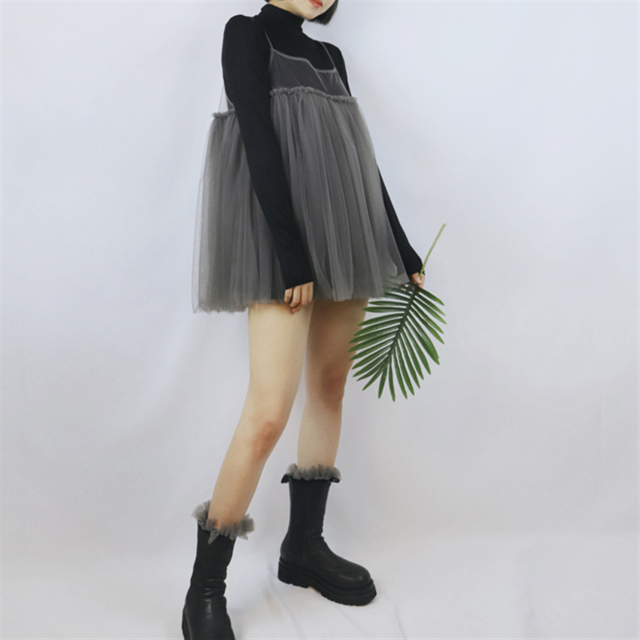 チュールフリルミディアムソックス　2color　10383