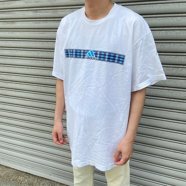 90s adidas 万国旗ロゴTシャツ　パフォーマンスロゴ　ホワイトL