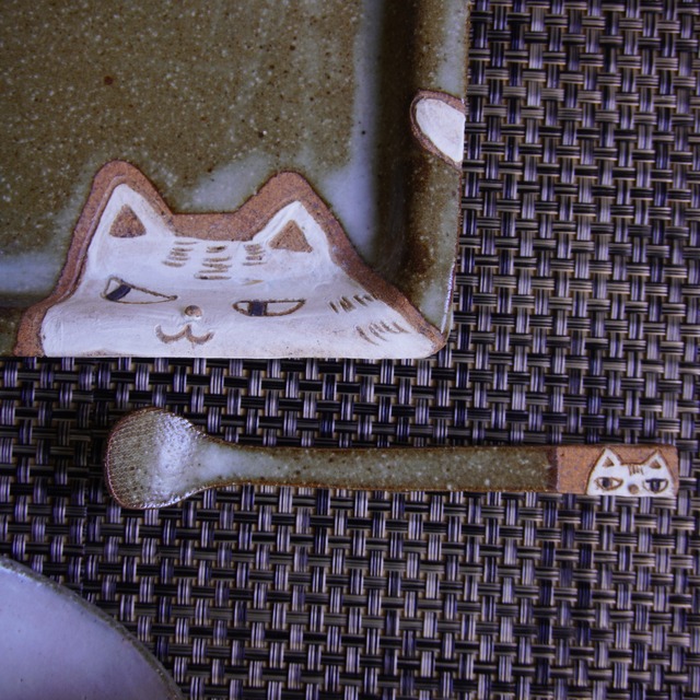 ネコ印カップ＆ソーサー＆スプーン(小谷文代さん)