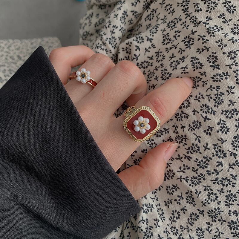 パールスタンダードスタイルリング レトロ 指輪 真珠 ブラック・アイド・ピーズ17091349562