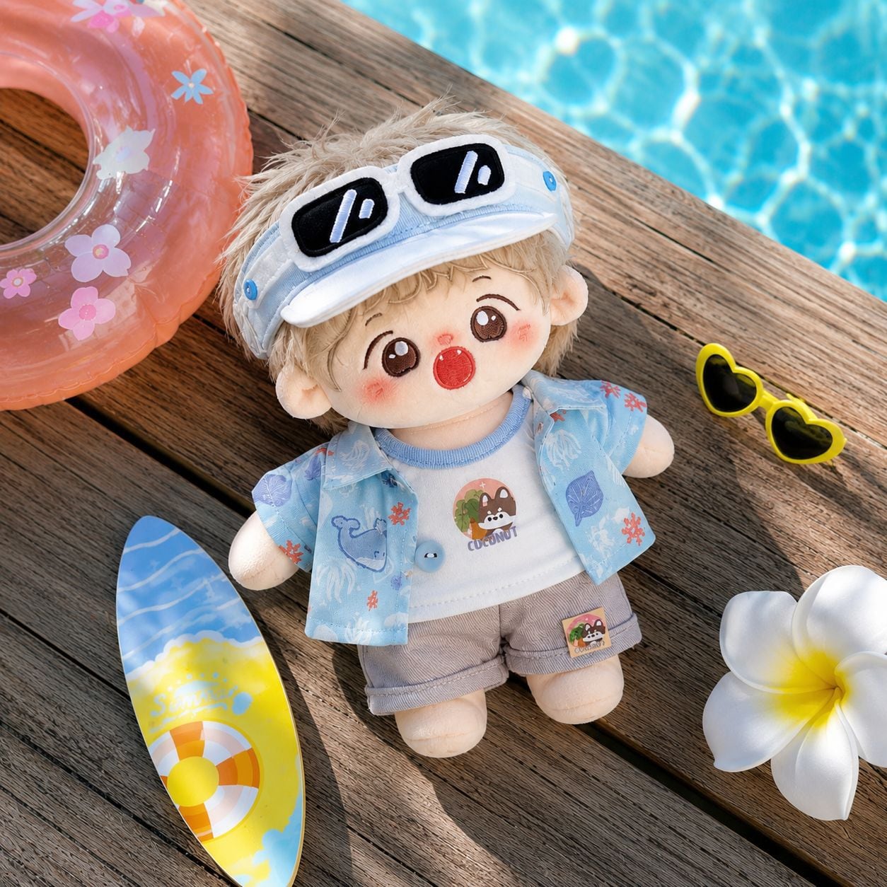 20cmぬいぐるみ用 夏 トップス+ジャケット+パンツ＋帽子 カジュアル