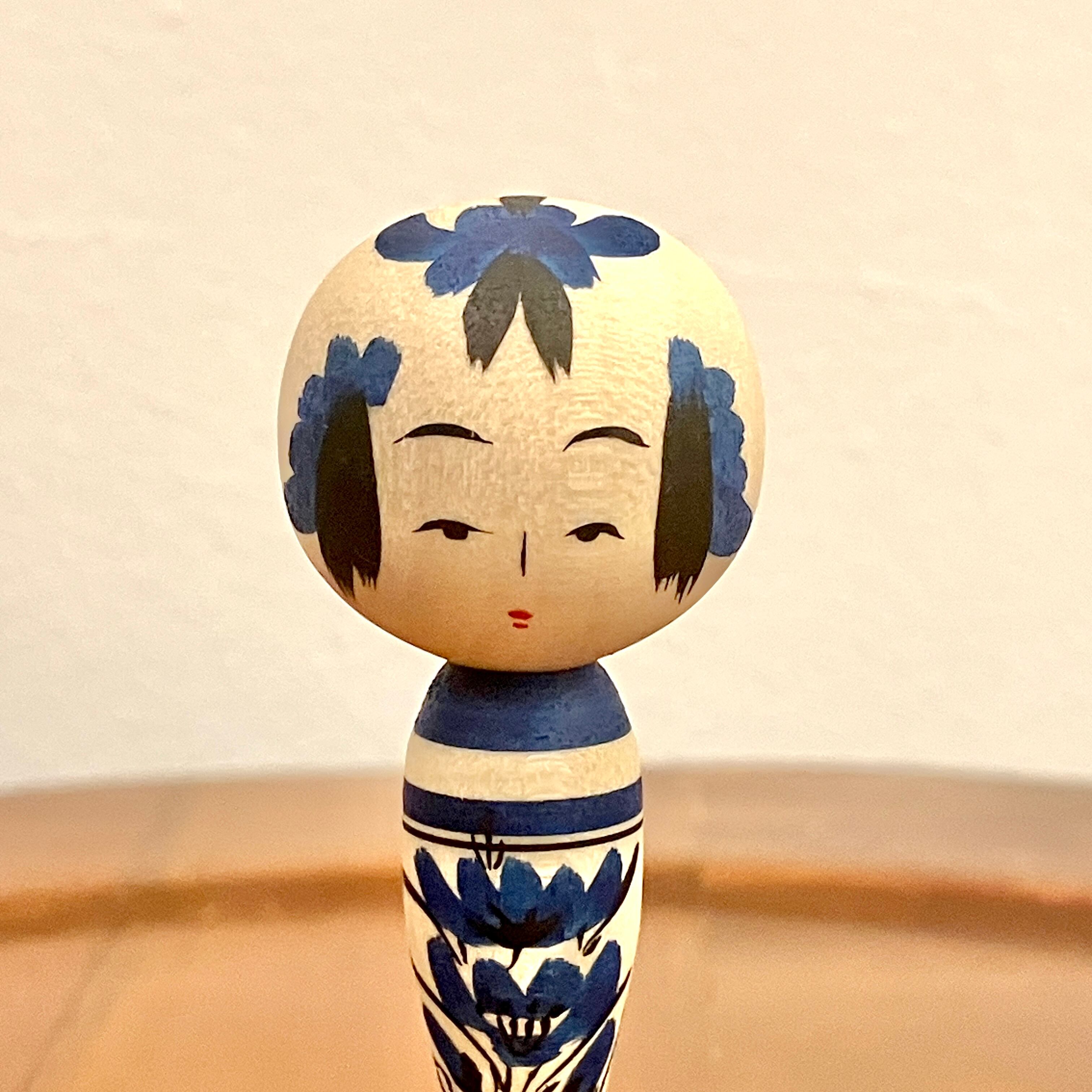 鈴木明工人：作並系】小寸こけし 青：6.5cm N6AS-180