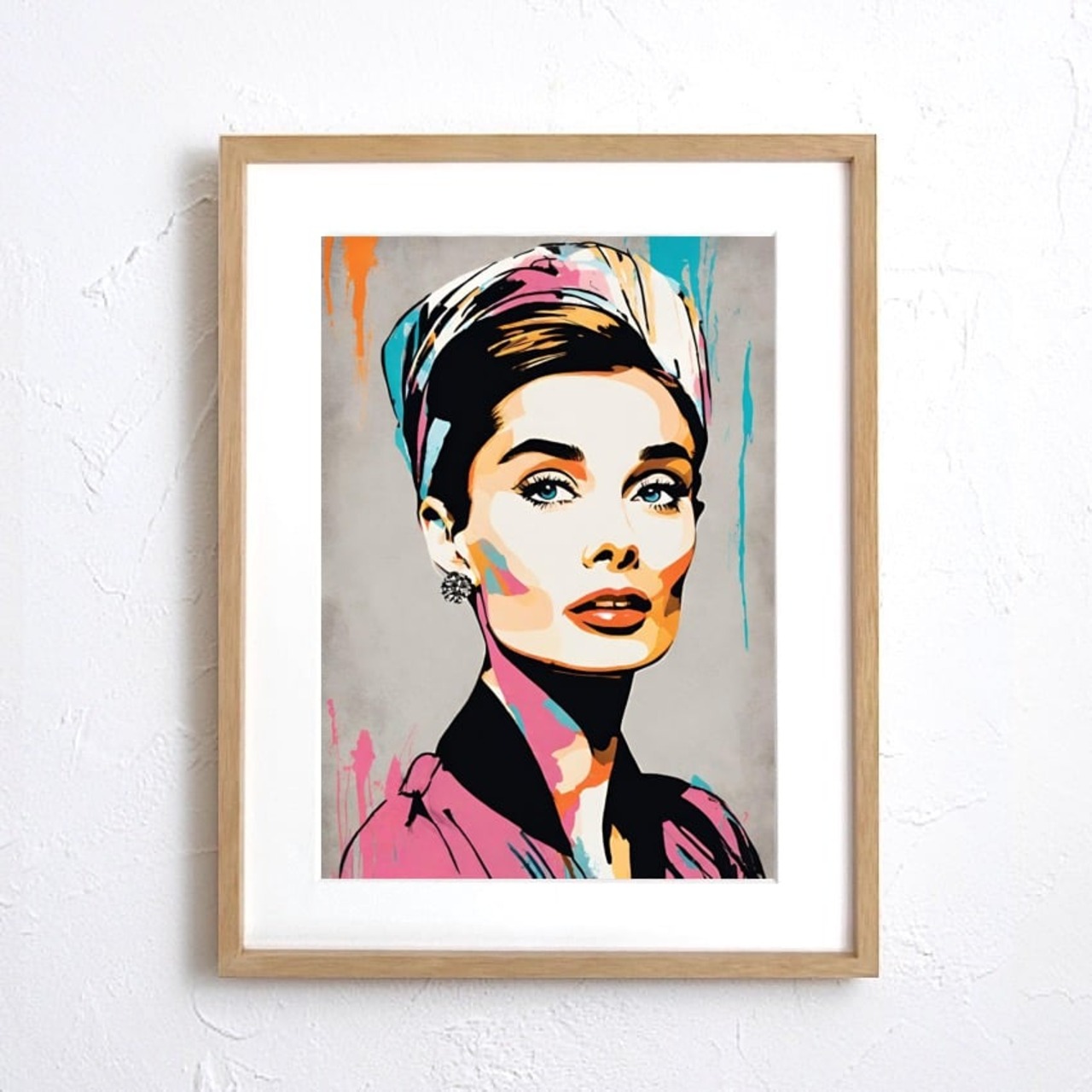 Audrey Hepburn｜鮮やかな抽象表現で描く現代アートポスター｜｜空間を華やかに彩る名作デザインA4ポスター