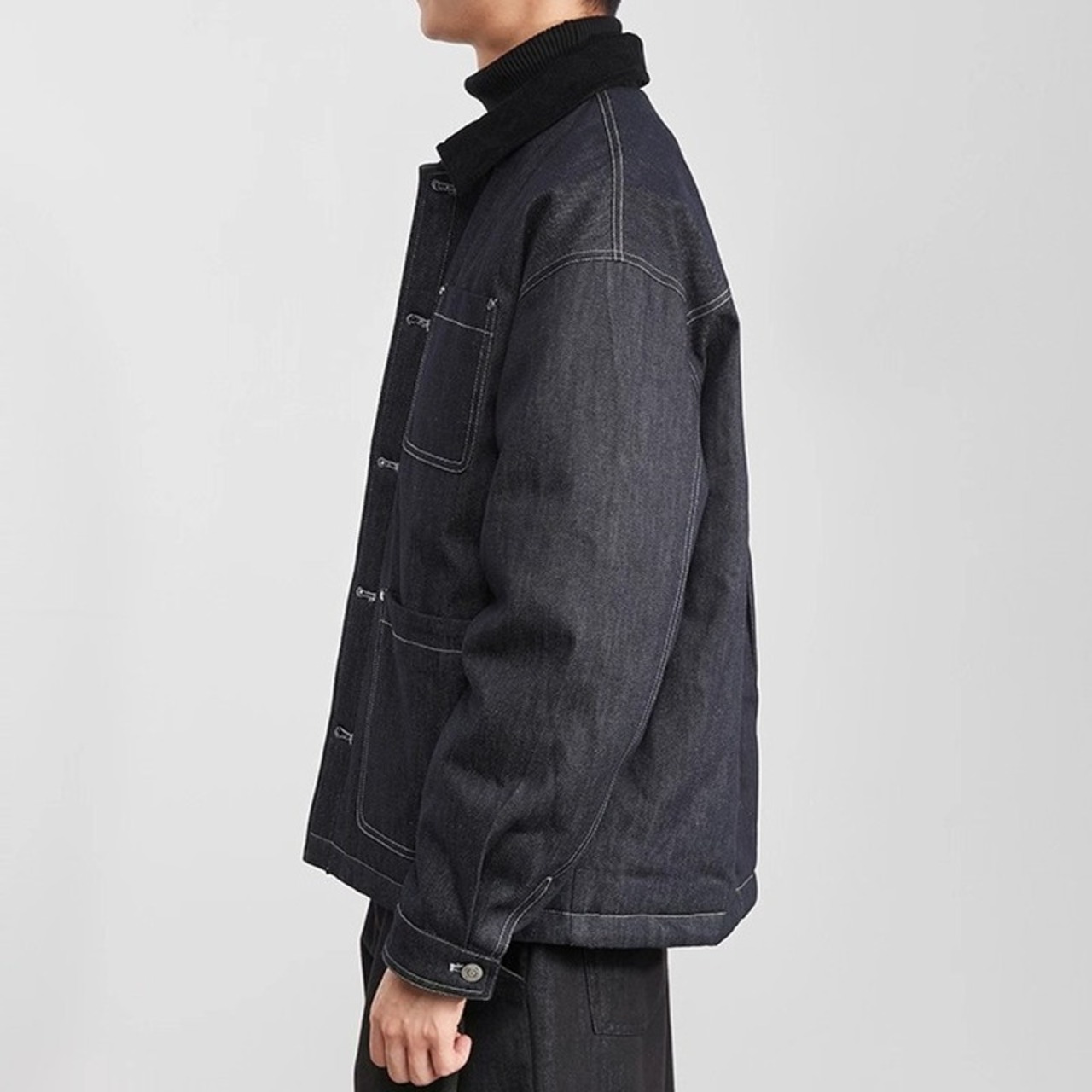 shirt collar patch pocket coverall work jacket ◇H0952