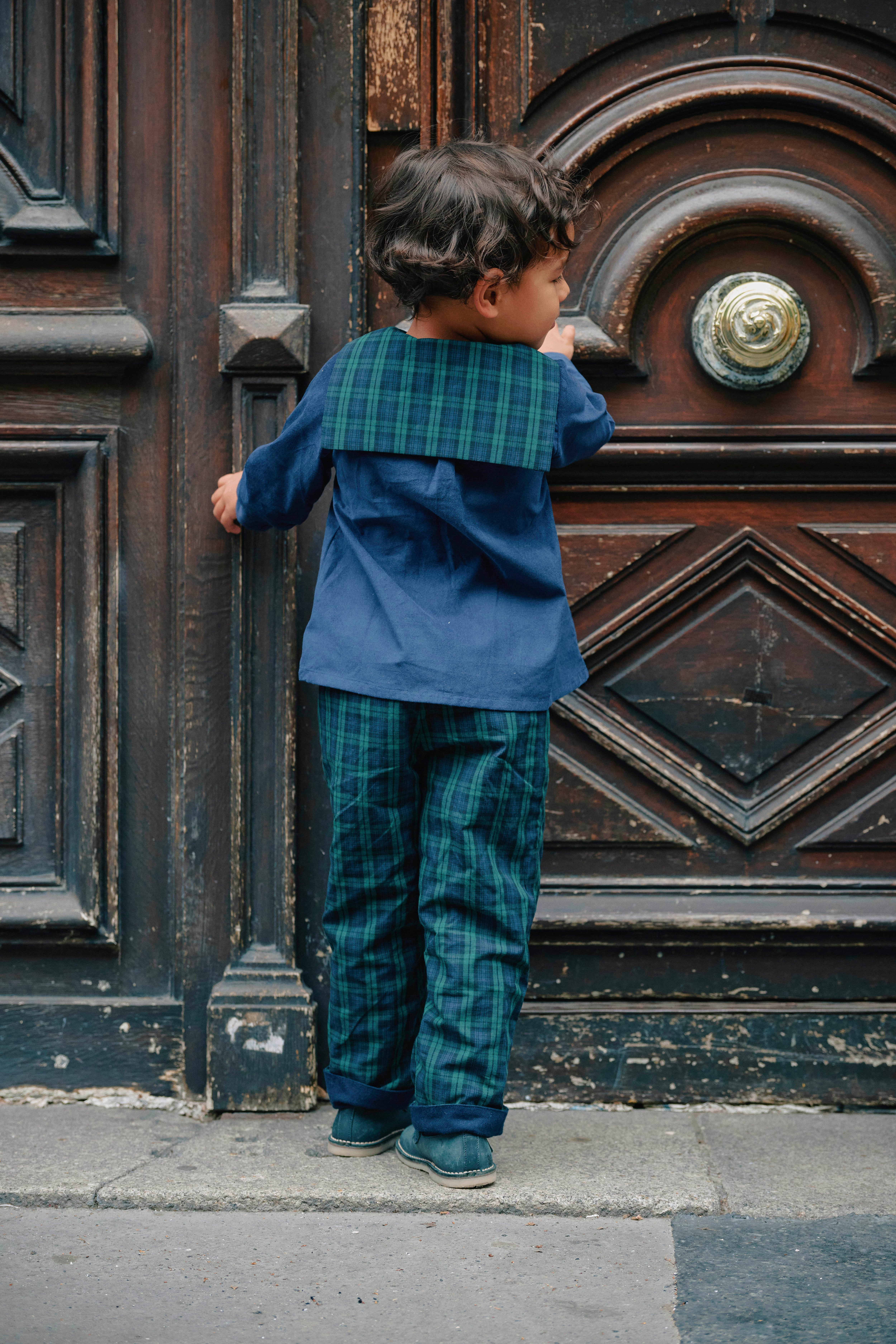 【予約/送料無料】5y-8y / Pants LEBON - blue reversible / Maison Marelle