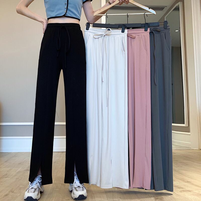 ハイウェスト薄手ルーズカジュアルスプリングレッドスタイルパンツ 春物 スーパーモール75682419047