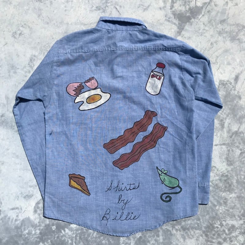 60's 70's ハンドペイント シャンブレーシャツ ハンバーガー