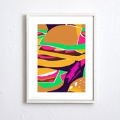 Hamburger Abstract｜ハンバーガーをモチーフにしたモダンポップアートポスター｜ユーモアとデザイン性で空間を楽しく彩るインテリアA4ポスター