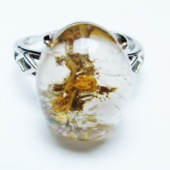 ガーデンクォーツ 指輪 ガーデン水晶 リング フリーサイズ 14号 一点物 メール便可 [M便 1/20] 115-6997