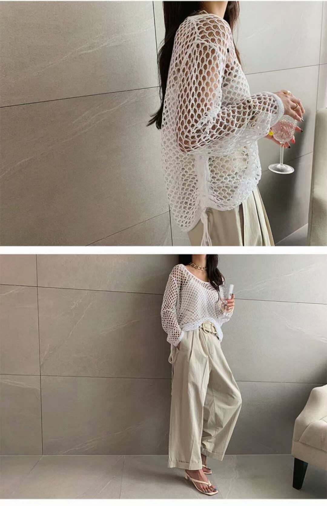 透かしあみニット＋キャミソールセット　AJ1179-1958