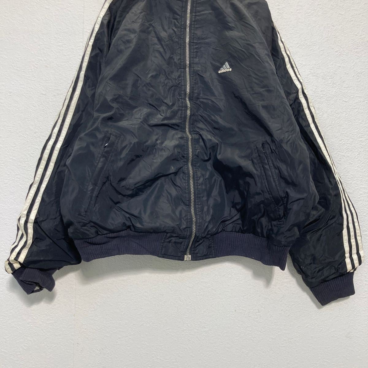 adidas ジップアップ ナイロン ジャケット XL〜 ブラック ホワイト