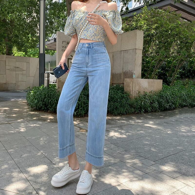 薄手ジーンズ ルーズサマーウェストクロップドパンツ ワイドレッグ 夏物 ワイドパンツ ガールズファッション67540560513
