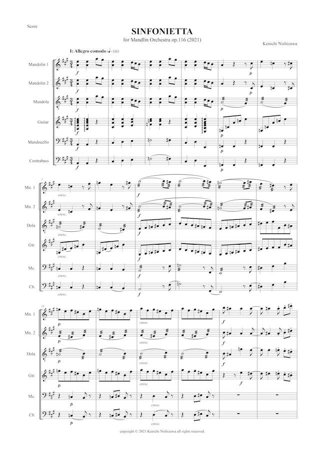 【PDF】西澤健一：マンドリンオーケストラのためのシンフォニエッタ