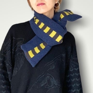 ZOZOTTE / remake cashmere muffler / リメイク カシミアマフラー / ネイビー