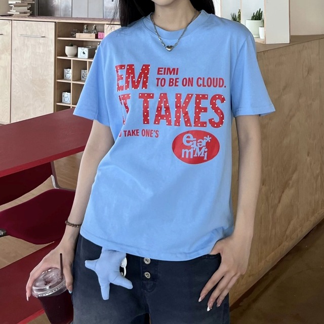 ドットレタープリントTシャツ 2col   R02459