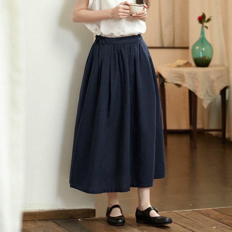 ストライプ柄リボンロングスカート M2200