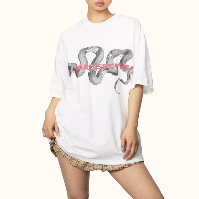 スネークグラフィックウォッシュドTシャツ 2col   R02069